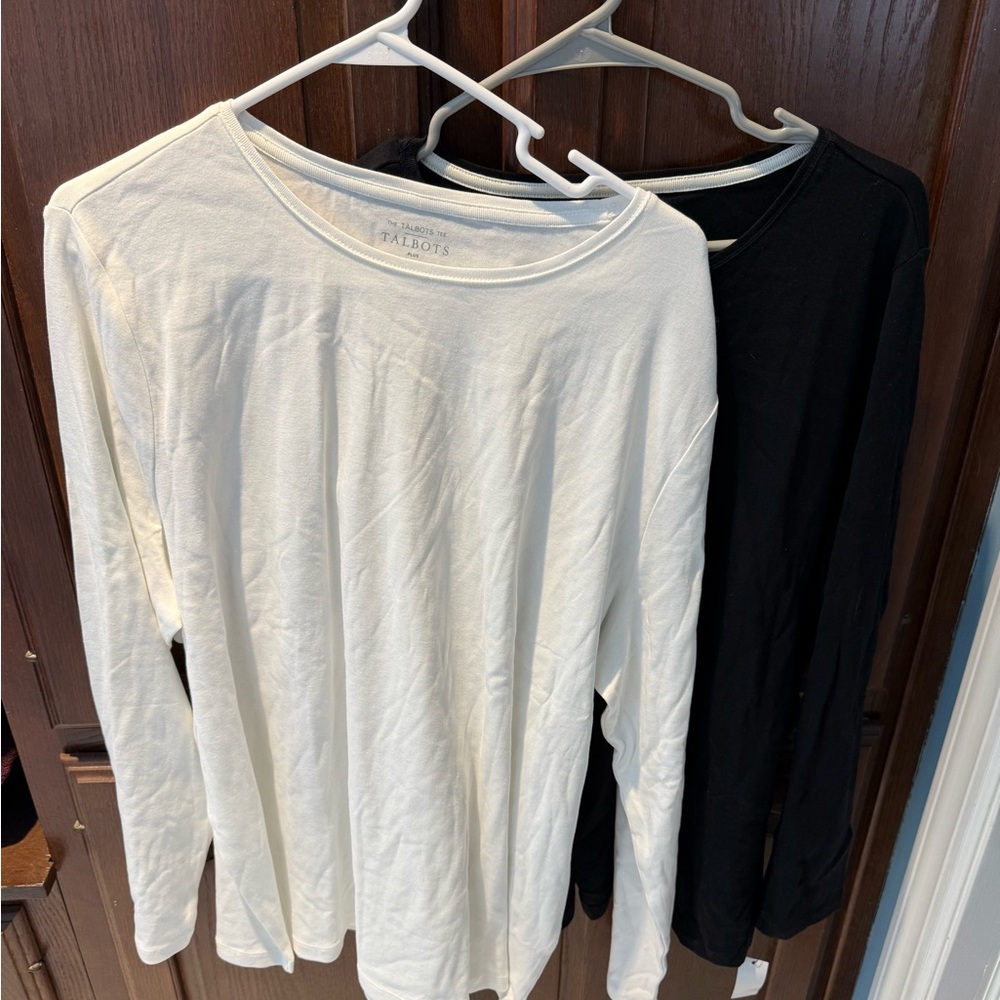 Set of Talbots Classic White and Black Long Sleeve tee shirts  size 3x NWT